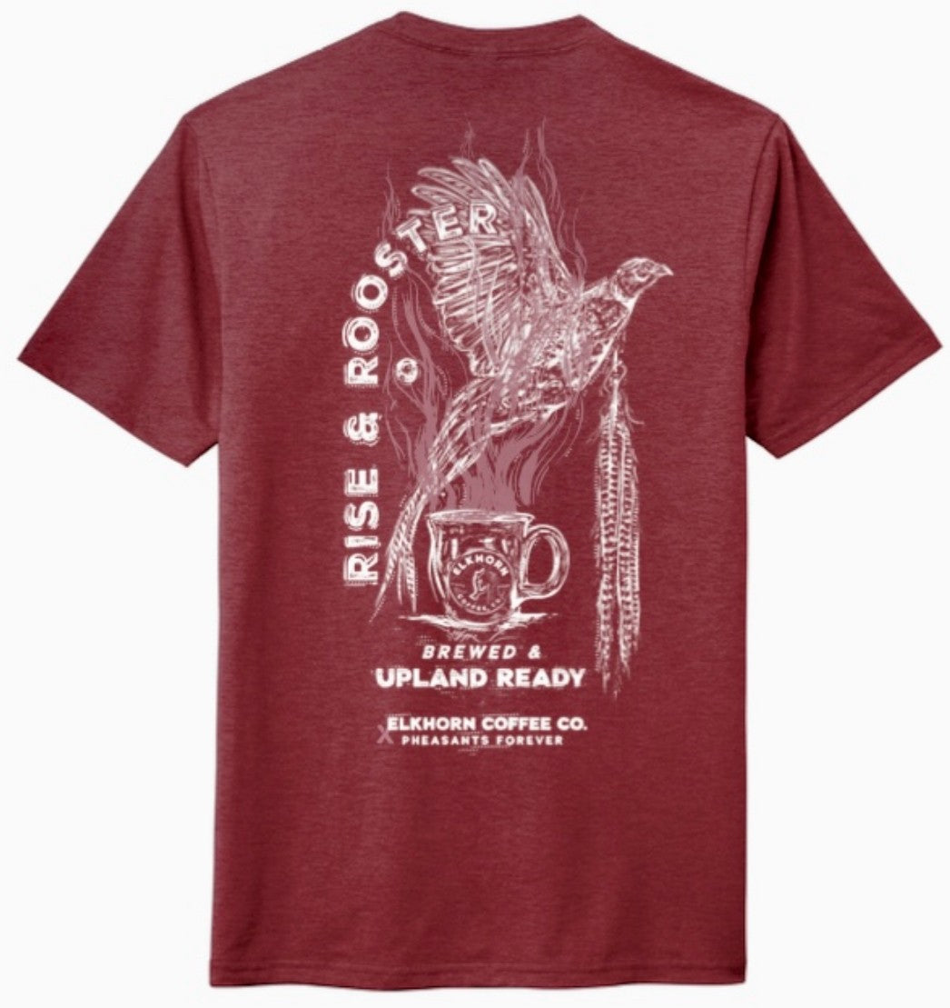 Elkhorn Coffee x Pheasants Forever Rise and Rooster shirt