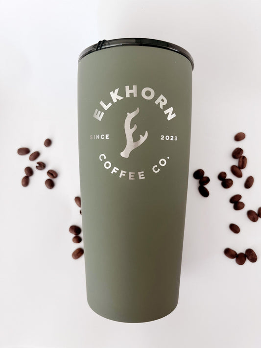 Elkhorn Coffee Grizzly Tumbler Green